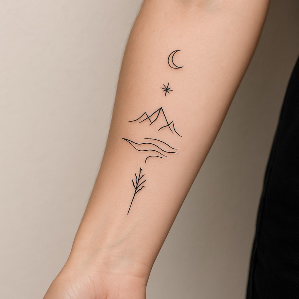 طرح تتو روی ساعد دست ساده